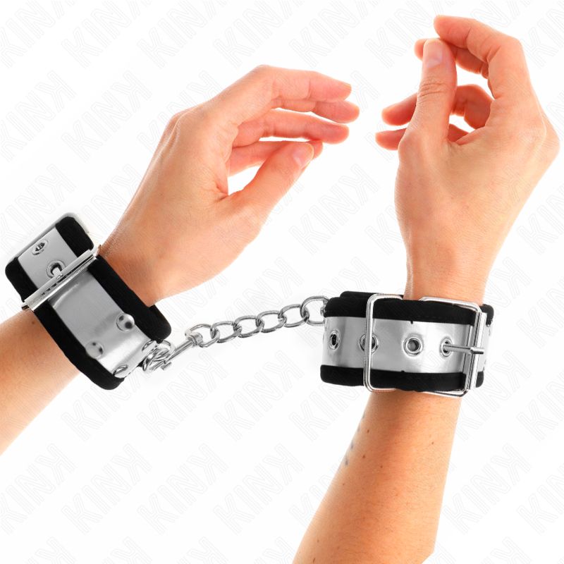 KINK - RESISTENZA DA POLSO SOTTILE NERO / ARGENTO 30 X 4 CM KINK - THIN WRIST RESTRAINTS BLACK / SILVER 30 X 4 CM