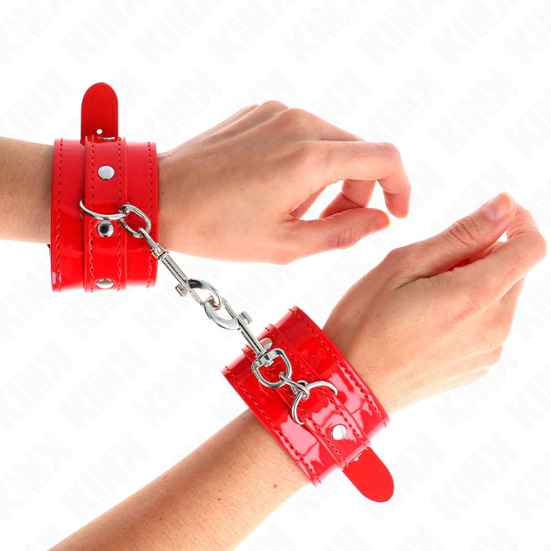 KINK - POLSINI LUCIDI ROSSI REGOLABILI 23-33 CM KINK - SHINY HAND CUFFS RED ADJUSTABLE 23-33 CM