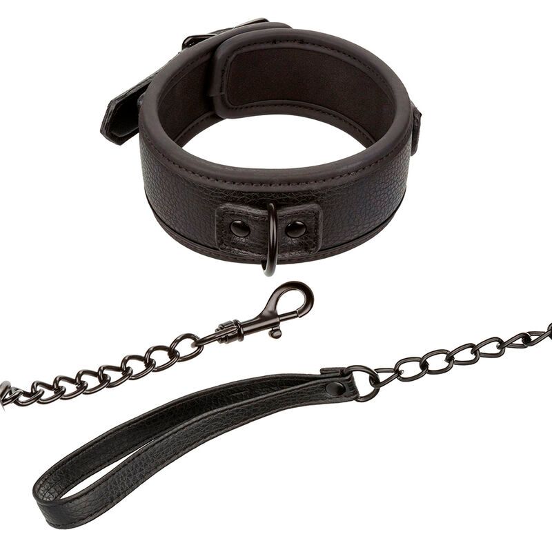 CALEXOTICS - NOCTURNAL COLLARE E GUINZAGLIO IN PELLE REGOLABILE NERO CALEXOTICS - NOCTURNAL COLLAR & LEASH LEATHER ADJUSTABLE BLACK