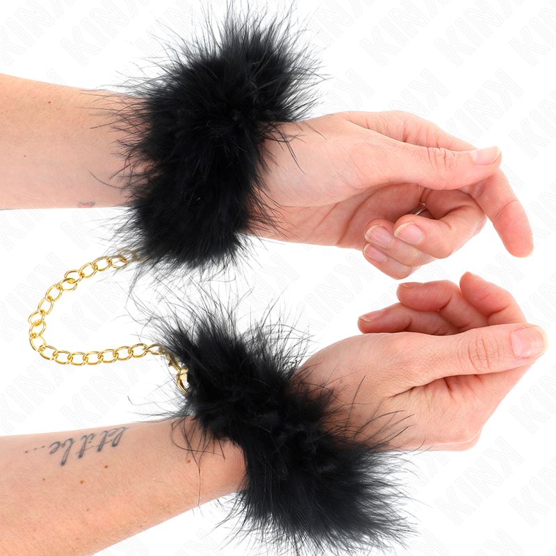 KINK - POLSINI IN PIUMA CON CATENA IN ORO MODELLO 0 KINK - FEATHER HAND CUFFS WITH GOLD CHAIN MODEL 0
