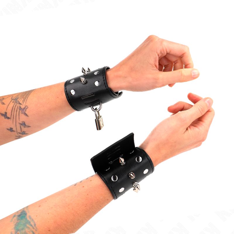 KINK - RESISTENZA DA POLSO PUNK CON PUNTE 25 X 6 CM KINK - PUNK WRIST RESTRAINTS WITH SPIKES 25 X 6 CM