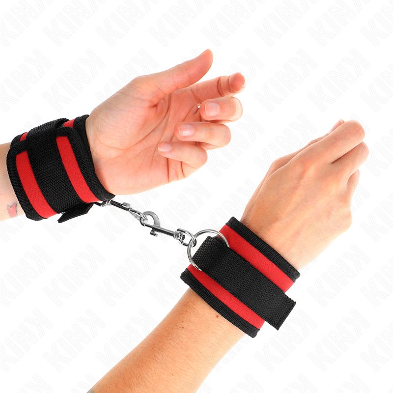 KINK - TENUTA DA POLSO IN NYLON HOOK&LOOP ROSSO-NERO MODELLO 2 REGOLABILE 18-35 CM X 6 CM KINK - TENUTA DA POLSO IN NYLON HOOK&LOOP ROSSO-NERO MODELLO 2 REGOLABILE 18-35 CM X 6 CM