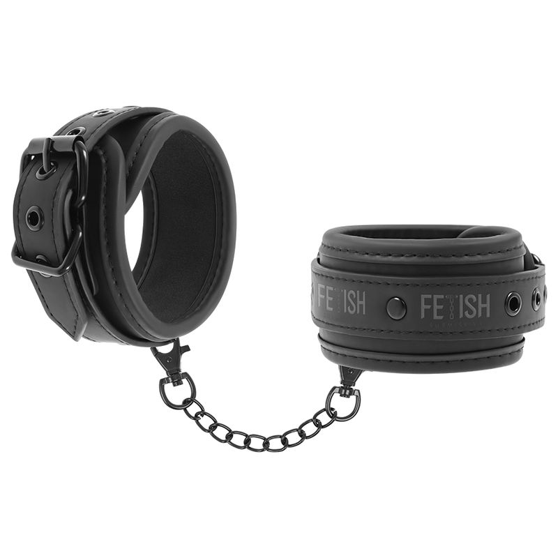 FETISH SUBMISSIVE - MANETTE IN PELLE VEGANA CON FODERA IN NOPRENE FETISH SUBMISSIVE - VEGAN LEATHER HANDCUFFS WITH NOPRENE LINING