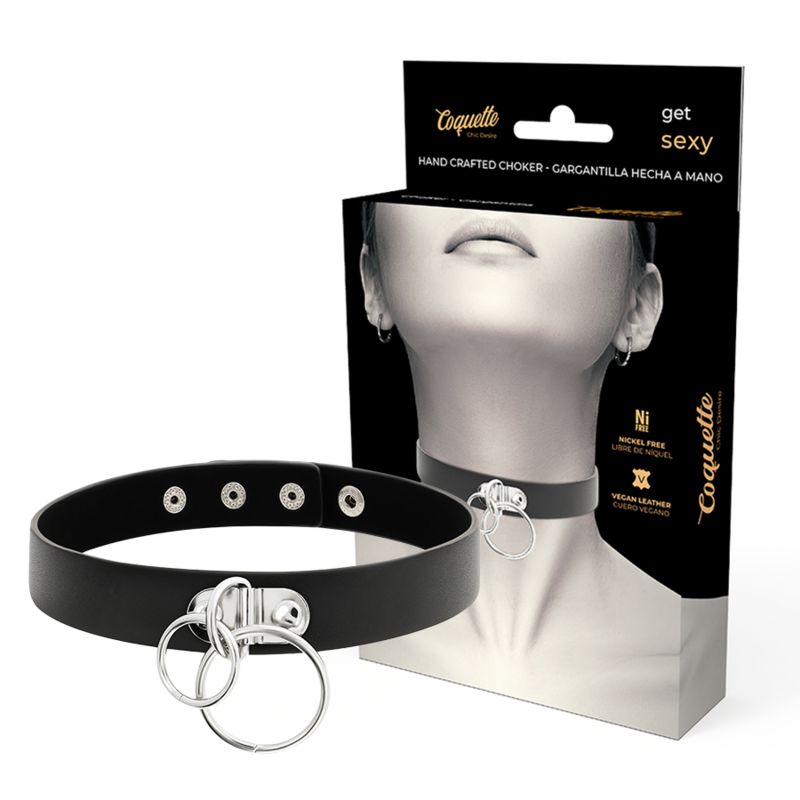 COQUETTE CHIC DESIRE - GIROCOLLO IN PELLE VEGANA CON DOPPIO ANELLO COQUETTE CHIC DESIRE - DOUBLE RING VEGAN LEATHER CHOKER