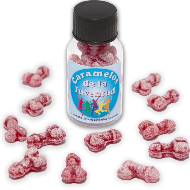 DIABLO PICANTE - 12 CARAMELLE PER GIOVANI FORMA DI PENE FRAGOLA/CILIEGIA DIABLO PICANTE - 12 YOUTH CANDIES PENIS SHAPE STRAWBERRY/CHERRY