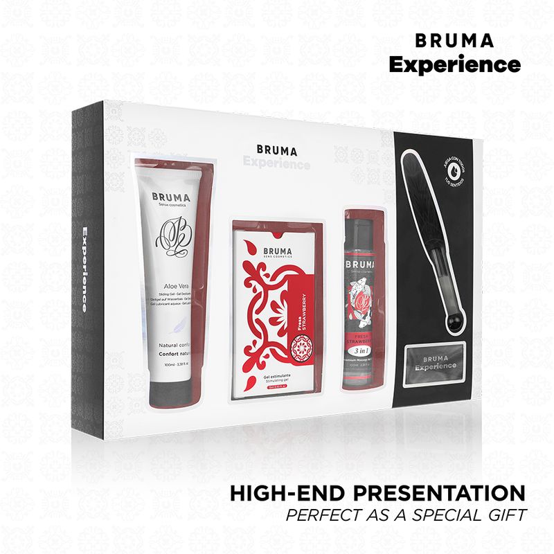 BRUMA XPERIENCE - KIT TENTAZIONE DOLCE ALLA FRAGOLA CON POTENZIATORE DI ORGASMO BRUMA XPERIENCE - SWEET STRAWBERRY TEMPTATION KIT WITH ORGASM ENHANCER