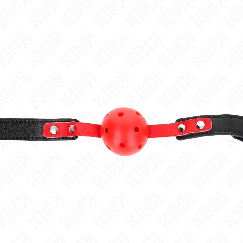KINK - PALLA DURA CAVA ROSSA 4 CM GAG NERO CINTURINO 60 x 2 CM REGOLABILE 37-52 CM KINK - PALLA DURA CAVA ROSSA 4 CM GAG NERO CINTURINO 60 x 2 CM REGOLABILE 37-52 CM