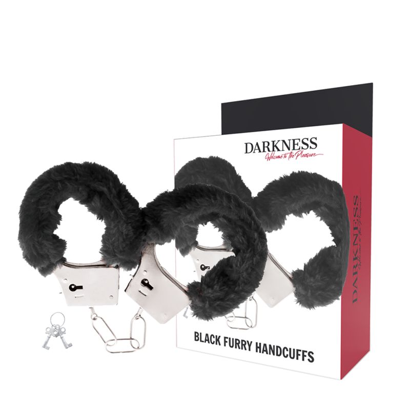 DARKNESS - MANETTE IN METALLO RIVESTITE NERE DARKNESS - BLACK LINED METAL HANDCUFFS