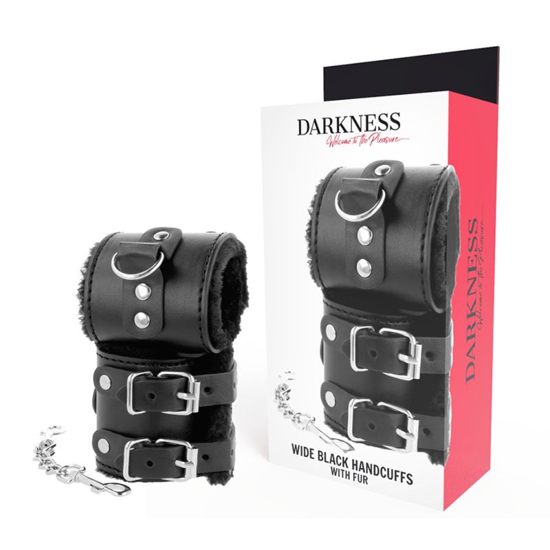 DARKNESS - MANETTE NERE REGOLABILI IN PELLE CON FODERA DARKNESS - MANETTE NERE REGOLABILI IN PELLE CON FODERA
