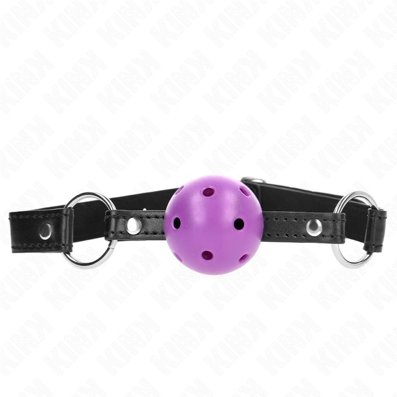 KINK - PALLA DURA CAVA VIOLA 4.5 CM BAVAGLIO 63.5 X 2 CM KINK - HOLLOW HARD PURPLE BALL 4.5 CM GAG 63.5 X 2 CM