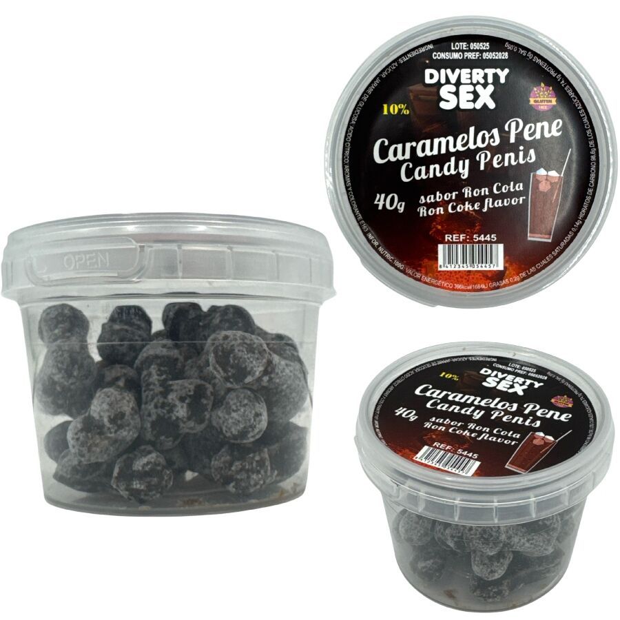 DIABLO PICANTE - 20 CARAMELLE PER PENE AL GUSTO RON COLA DIABLO PICANTE - 20 RON COLA FLAVORED PENIS CANDIES