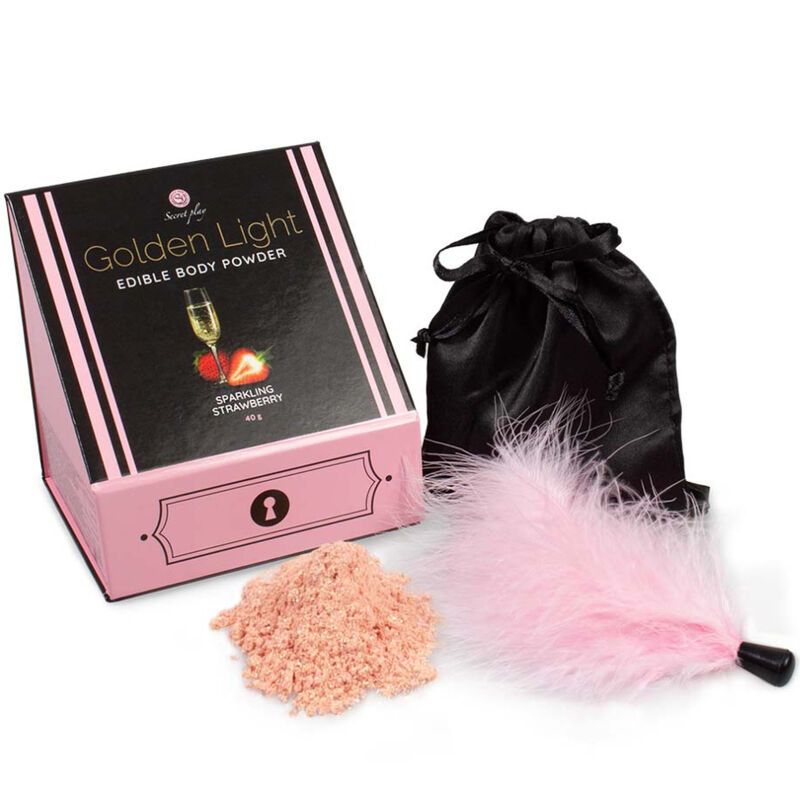 SECRETPLAY - KIT LUCE DORATA POLVERE E PIUMA ALIMENTARE FRIZZANTE ALLA FRAGOLA SECRETPLAY - GOLDEN LIGHT KIT SPARKLING STRAWBERRY EDIBLE POWDER & FEATHER