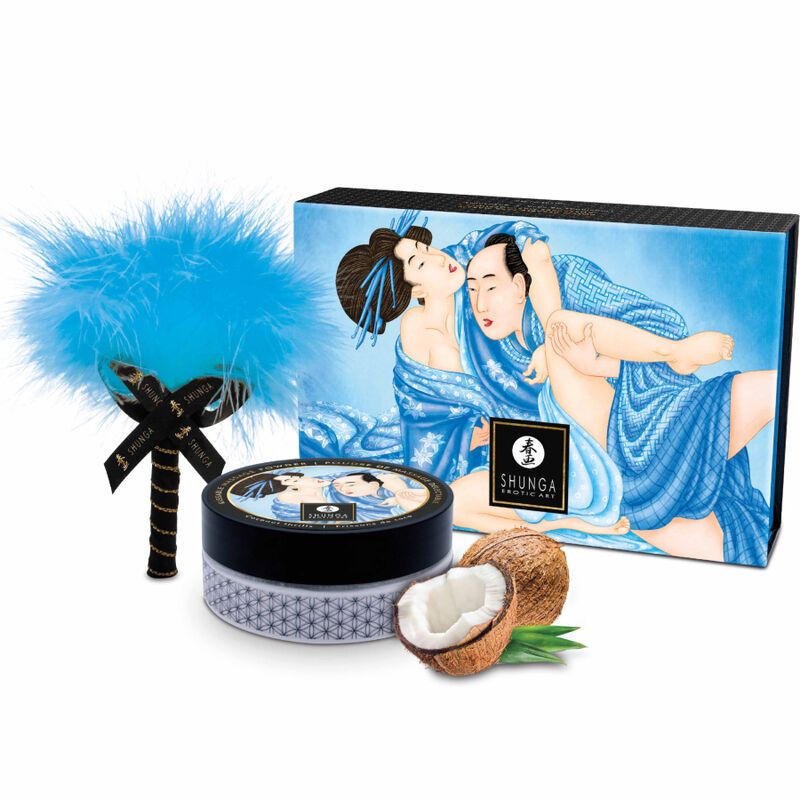 SHUNGA - KIT POLVERE DA MASSAGGIO AL COCCO ALIMENTARE SHUNGA - EDIBLE COCONUT MASSAGE POWDER KIT