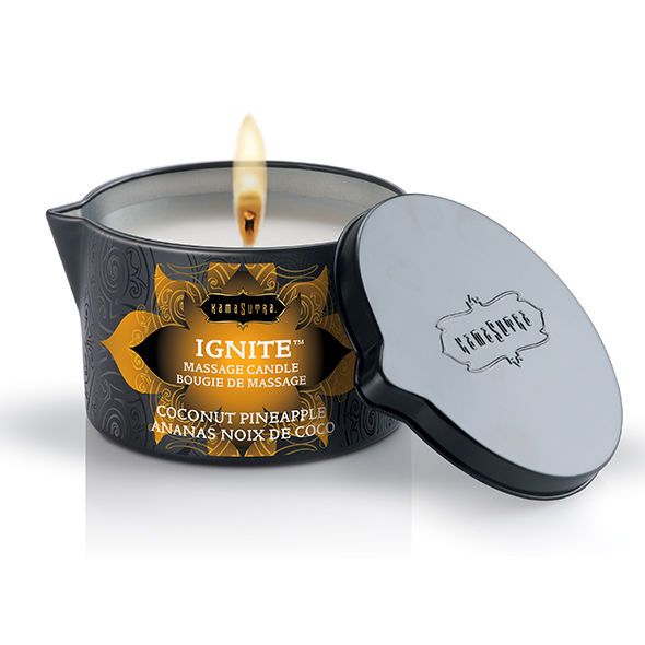 KAMASUTRA - CANDELA DA MASSAGGIO COCCO E ANANAS 170GR KAMASUTRA - COCONUT AND PINEAPPLE MASSAGE CANDLE 170GR