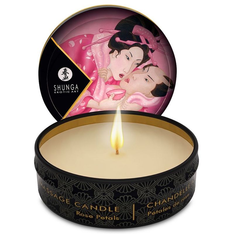 SHUNGA - MINI CARESS BY CANDELIGHT CANDELA DA MASSAGGIO ROSE 30 ML SHUNGA - MINI CARESS BY CANDELIGHT ROSES MASSAGE CANDLE 30 ML