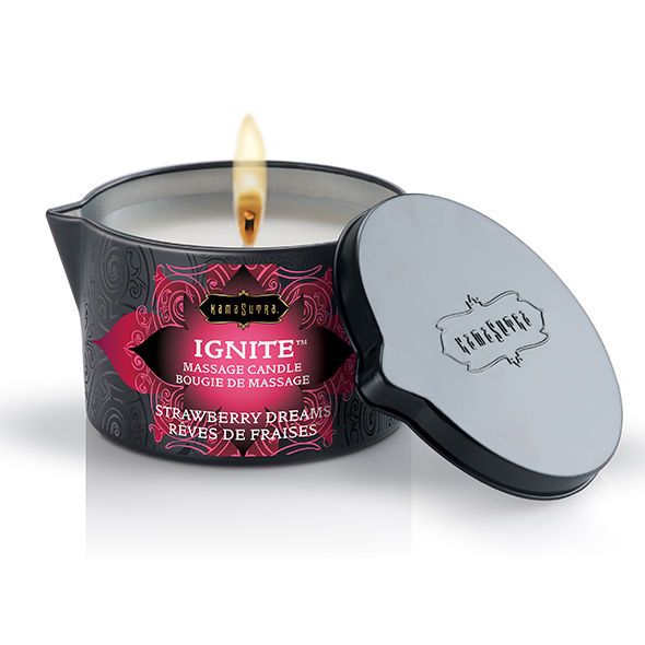 KAMASUTRA - CANDELA DA MASSAGGIO STRAWBERRY DREAMS 170 GR KAMASUTRA - STRAWBERRY DREAMS MASSAGE CANDLE 170 GR