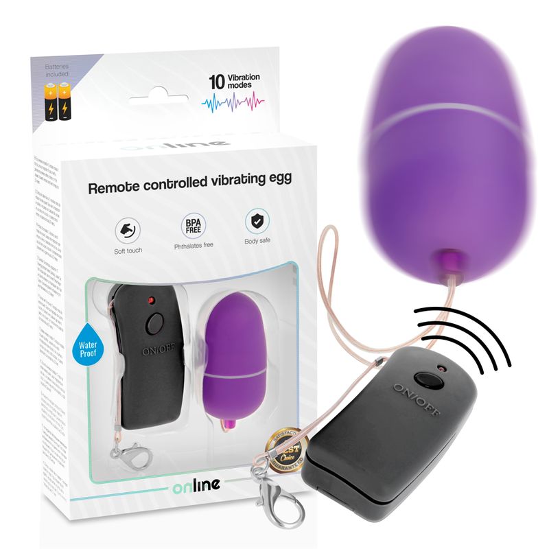 ONLINE - UOVO VIBRANTE CON TELECOMANDO LILLA ONLINE - REMOTE CONTROLLED VIBRATING EGG PURPLE