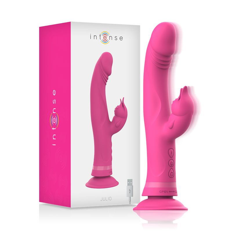 INTENSE - VIBRATORE JULIO RABBIT IN SILICONE ROSA INTENSE - JULIO RABBIT VIBRATOR PINK SILICONE