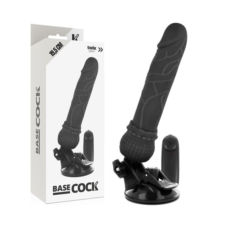 BASECOCK - VIBRATORE REALISTICO TELECOMANDO NERO 19.5 CM -O- 4 CM BASECOCK - VIBRATORE REALISTICO TELECOMANDO NERO 19.5 CM -O- 4 CM