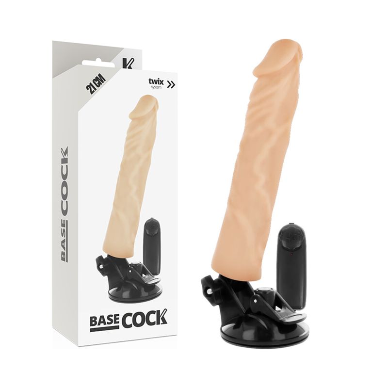 BASECOCK - VIBRATORE REALISTICO TELECOMANDO NATURALE 21 CM -O- 4 CM BASECOCK - REALISTIC VIBRATOR REMOTE CONTROL FLESH 21 CM -O- 4 CM