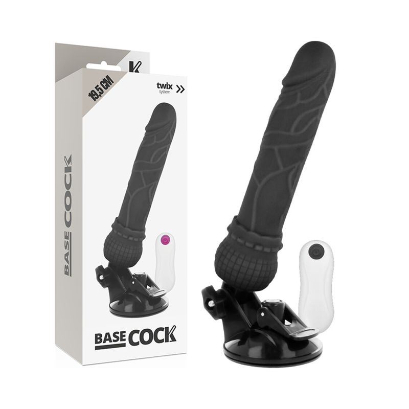 BASECOCK - VIBRATORE REALISTICO TELECOMANDO NERO 19.5 CM -O- 4 CM BASECOCK - REALISTIC VIBRATOR REMOTE CONTROL BLACK 19.5 CM -O- 4 CM