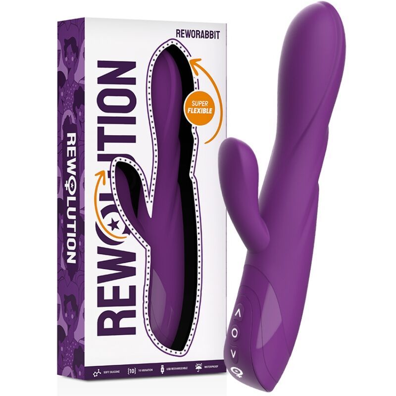 REWOLUTION - REWORABBIT VIBRATORE FLESSIBILE CON CONIGLIO REWOLUTION - REWORABBIT FLEXIBLE VIBRATOR WITH RABBIT