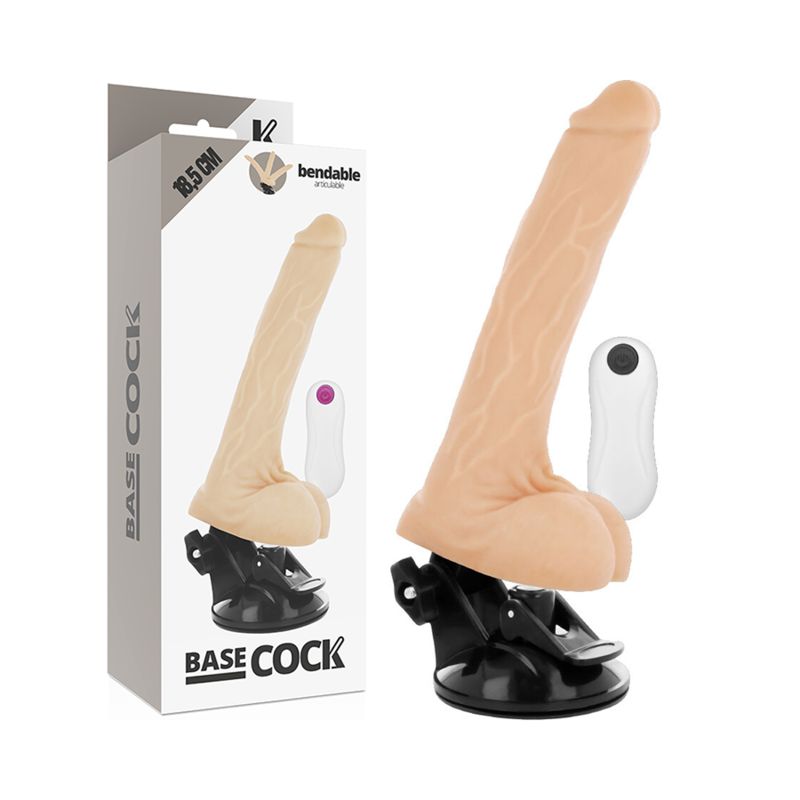 BASECOCK - VIBRATORE ARTICOLABILE TELECOMANDO NATURALE 18.5 CM -O- 4 CM BASECOCK - VIBRATORE ARTICOLABILE TELECOMANDO NATURALE 18.5 CM -O- 4 CM