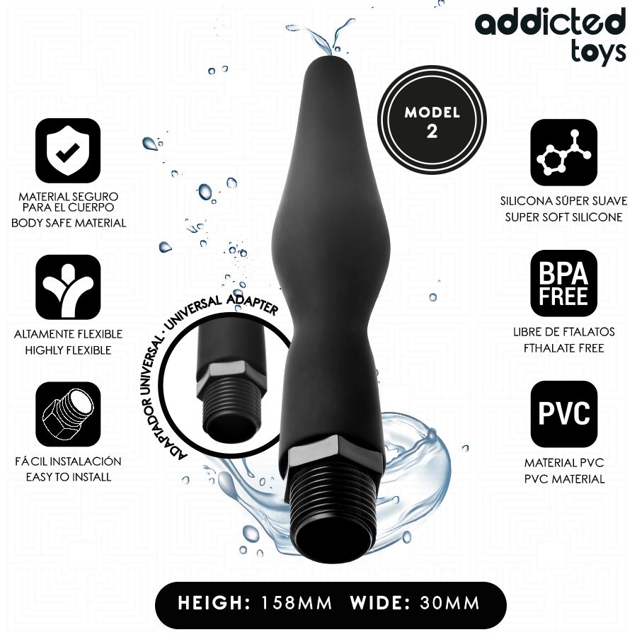 ADDICTED TOYS - PULITORE ANALE CON ADATTATORE UNIVERSALE MODELLO 2 ADDICTED TOYS - ANAL CLEANER WITH UNIVERSAL ADAPTER MODEL 2