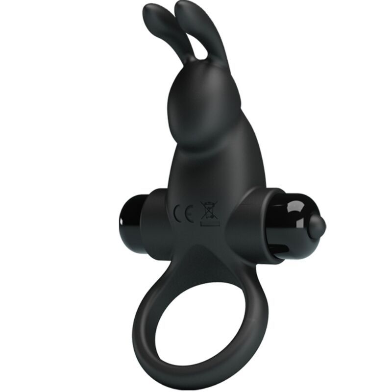 PRETTY LOVE - ANELLO VIBRANTE + STIMOLATORE CLITORIDEO CONIGLIO 10 VIBRAZIONI NERO PRETTY LOVE - VIBRATING RING + RABBIT CLITORIS STIMULATOR 10 VIBRATIONS BLACK