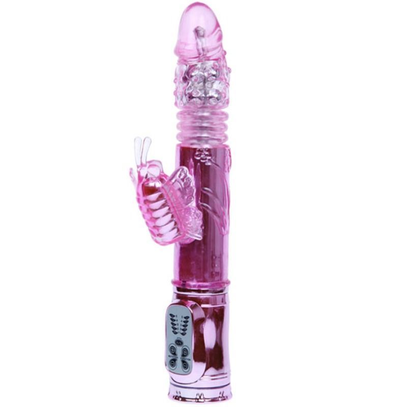 BAILE - VIBRATORE RICARICABILE CON ROTAZIONE E STIMOLATORE A FARFALLA PULSANTE BAILE - VIBRATORE RICARICABILE CON ROTAZIONE E STIMOLATORE A FARFALLA PULSANTE