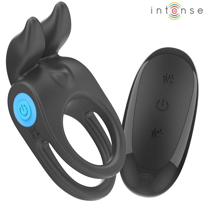 INTENSE - SAM VIBRATORE DOPPIO ANELLO PER PENE 10 VIBRAZIONI NERO INTENSE - SAM VIBRATOR DOUBLE PENIS RING 10 VIBRATIONS BLACK