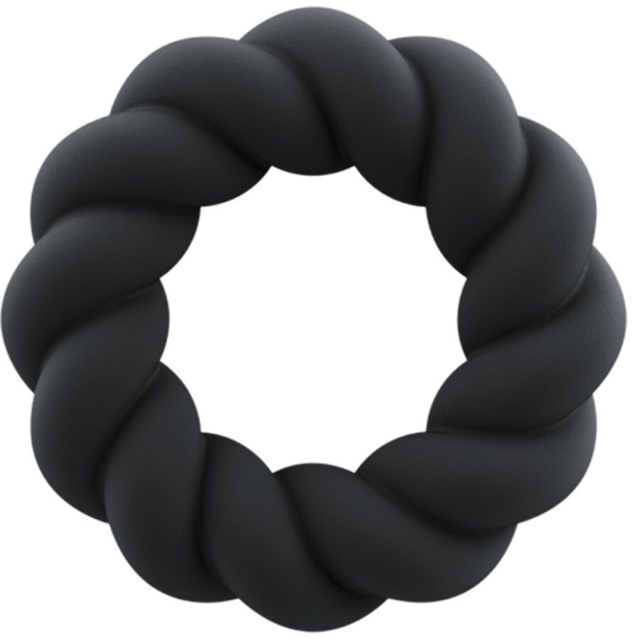 ROCKS-OFF - ANELLO MASTURBATORE TWIST IN SILICONE NERO ROCKS-OFF - TWIST BLACK SILICONE MASTURBATOR RING