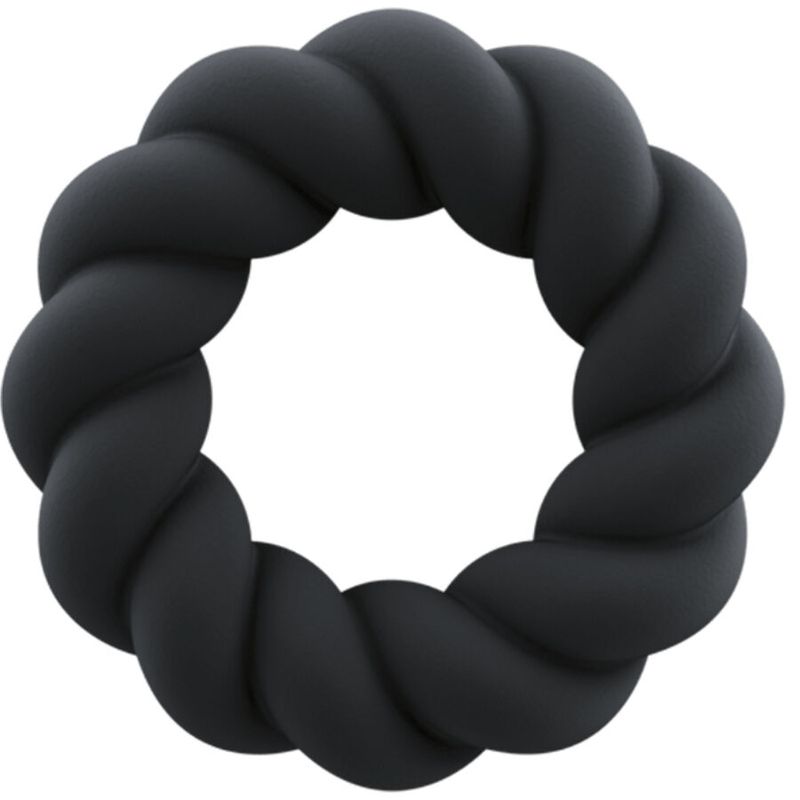 ROCKS-OFF - ANELLO MASTURBATORE TWIST IN SILICONE NERO ROCKS-OFF - TWIST BLACK SILICONE MASTURBATOR RING