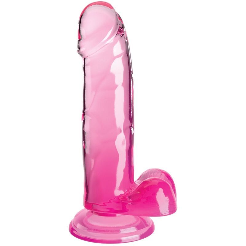 KING COCK - CLEAR PENE REALISTICO CON SFERE 15.2 CM ROSA KING COCK - CLEAR REALISTIC PENIS WITH BALLS 15.2 CM PINK