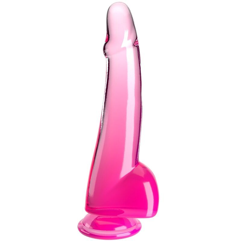 KING COCK - CLEAR DILDO CON TESTICOLI 19 CM ROSA KING COCK - CLEAR DILDO WITH TESTICLES 19 CM PINK