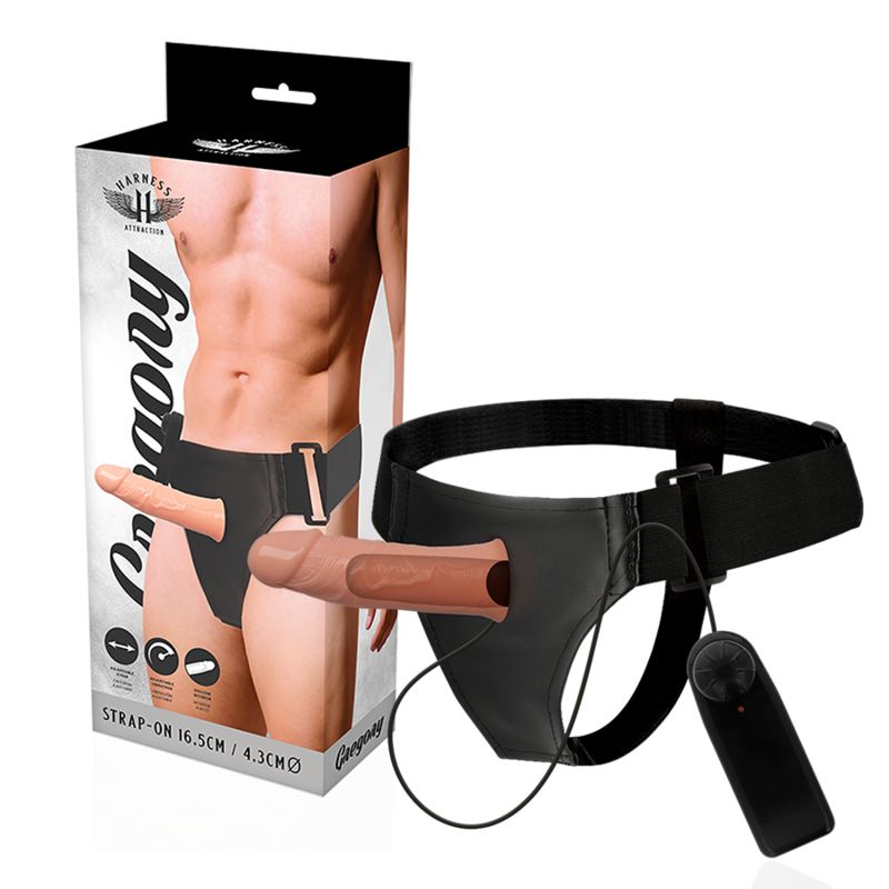 HARNESS ATTRACTION - GREGORY HOLLOW RNES CON VIBRATORE 16.5 CM -O- 4.3 CM HARNESS ATTRACTION - GREGORY HOLLOW RNES WITH VIBRATOR 16.5 CM -O- 4.3 CM