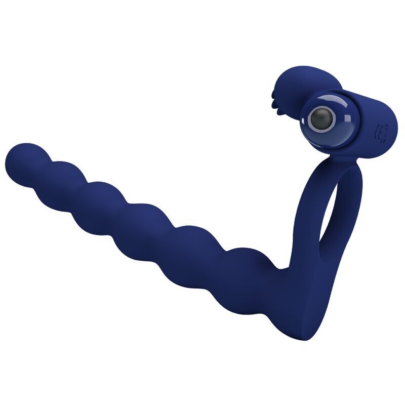 PRETTY LOVE - AJMAL ANELLO VIBRANTE CON SPINA BLU PRETTY LOVE - AJMAL VIBRATING RING WITH PLUG BLUE