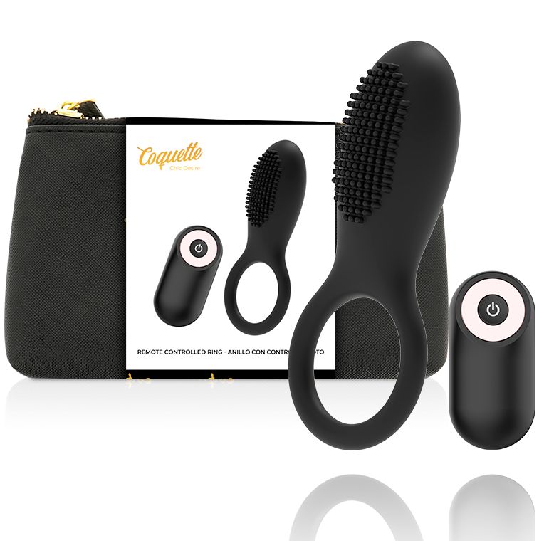 COQUETTE CHIC DESIRE - COCK RING TELECOMANDO RICARICABILE NERO/ORO COQUETTE CHIC DESIRE - COCK RING REMOTE CONTROL RECHARGEABLE BLACK/ GOLD