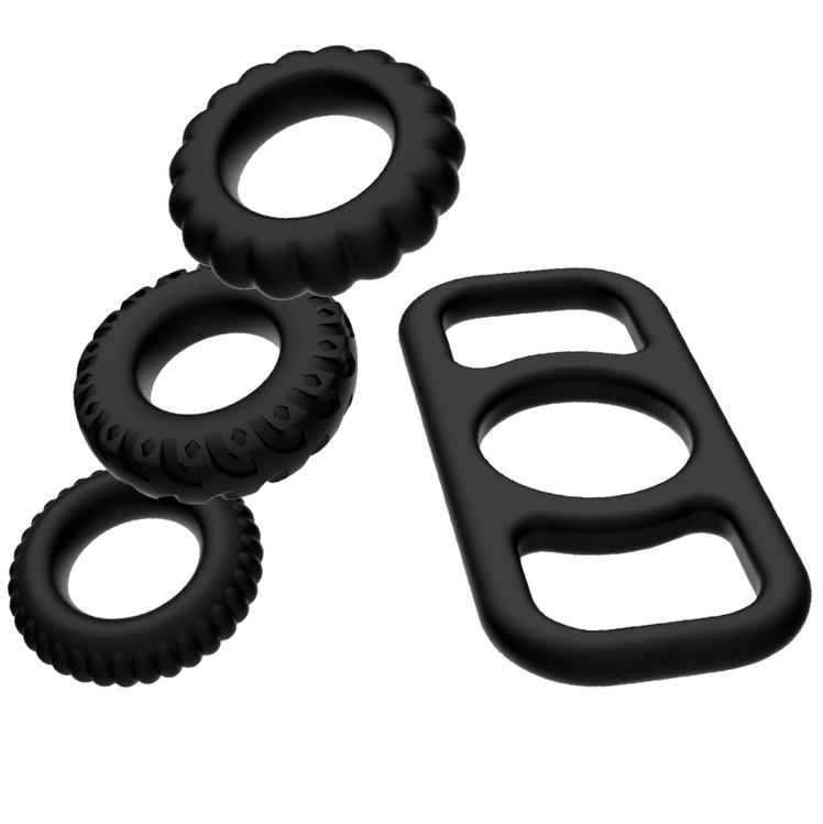ADDICTED TOYS - SET DI ANELLI PER CAZZO - 4 PEZZI ADDICTED TOYS - SET DI ANELLI PER CAZZO - 4 PEZZI