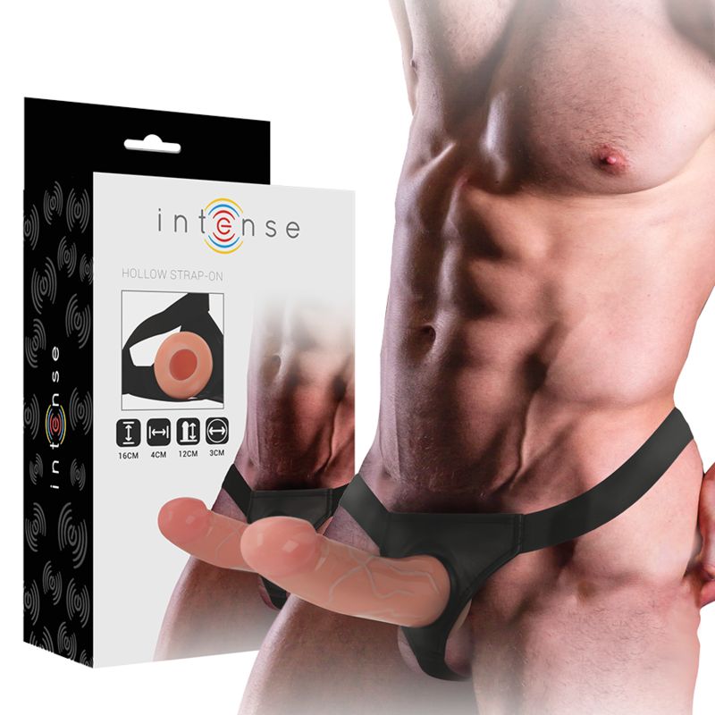 INTENSE - IMBRACATURA CAVA CON DILDO 16 X 3 CM INTENSE - HOLLOW HARNESS WITH DILDO 16 X 3 CM