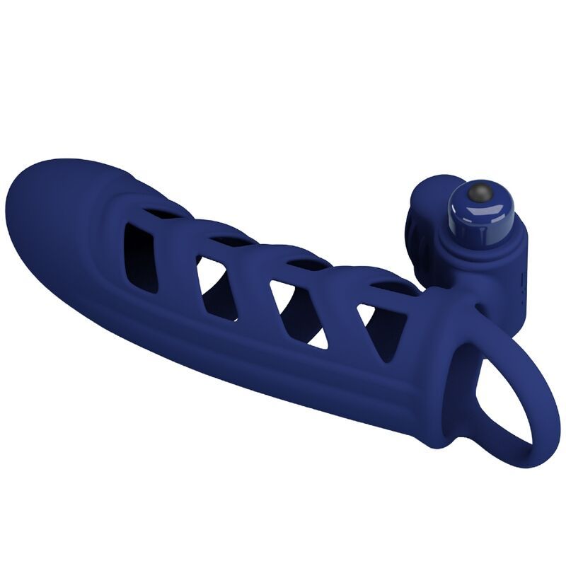 PRETTY LOVE - ALTAF ANELLO VIBRATORE CON GUAINA IN SILICONE BLU PRETTY LOVE - ALTAF VIBRATOR RING WITH SILICONE SHEATH BLUE