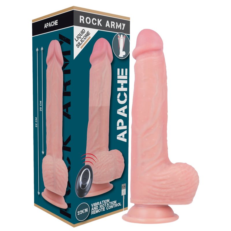 ROCKARMY - VIBRATORE IN SILICONE LIQUIDO TELECOMANDO PREMIUM APACHE 20.5 CM -O- 4.62 CM ROCKARMY - LIQUID SILICONE VIBRATOR PREMIUM APACHE REMOTE CONTROL 20.5 CM -O- 4.62 CM