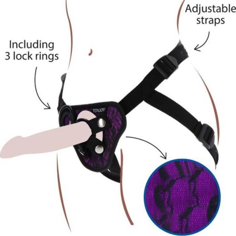 GET REAL - IMBRAGATURA IN PIZZO CON CINTURINO VIOLA GET REAL - STRAP-ON LACE HARNESS PURPLE