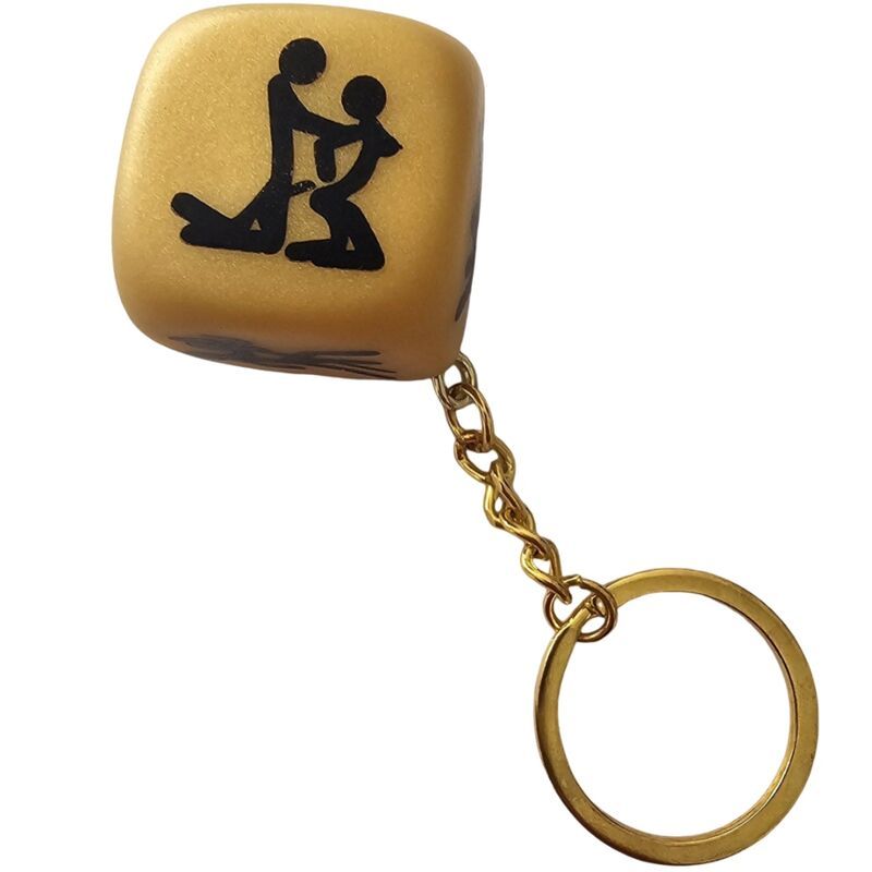 DIABLO PICANTE - PORTACHIAVI DADI DORATI CON POSE DIABLO PICANTE - GOLDEN DICE KEYCHAIN WITH POSES