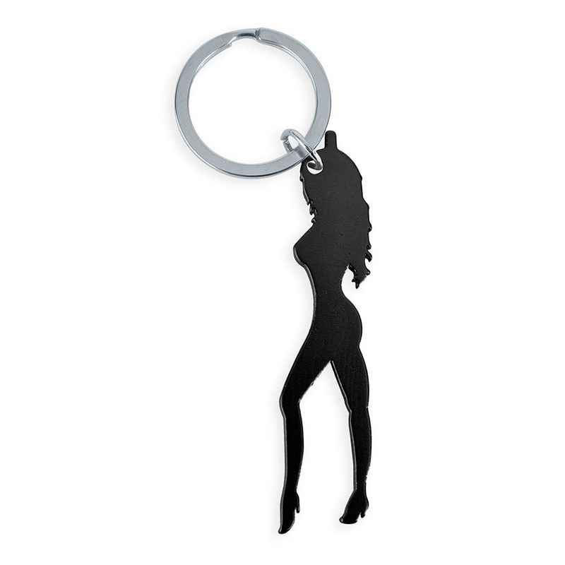 DIABLO PICANTE - PORTACHIAVI CON SILHOUETTE FEMMINILE DI COLORE NERO CON APRIBIRRA DIABLO PICANTE - KEYRING WITH FEMALE SILHOUETTE IN BLACK COLOR WITH BEER OPENER