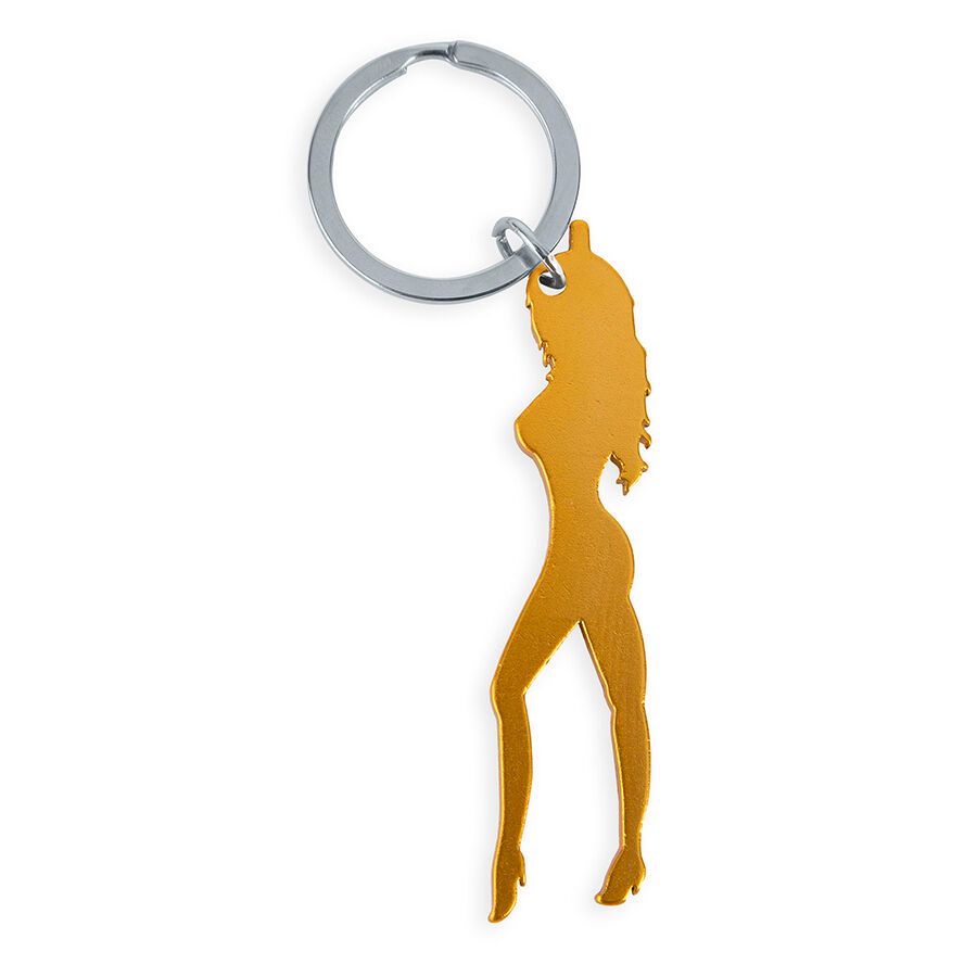 DIABLO PICANTE - PORTACHIAVI CON SILHOUETTE FEMMINILE COLOR ORO CON APRIBIRRA DIABLO PICANTE - PORTACHIAVI CON SILHOUETTE FEMMINILE COLOR ORO CON APRIBIRRA