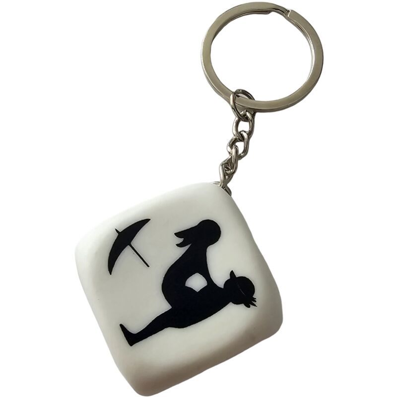 DIABLO PICANTE - PORTACHIAVI DADO BIANCO CON POSE DIABLO PICANTE - WHITE DICE KEYCHAIN WITH POSES