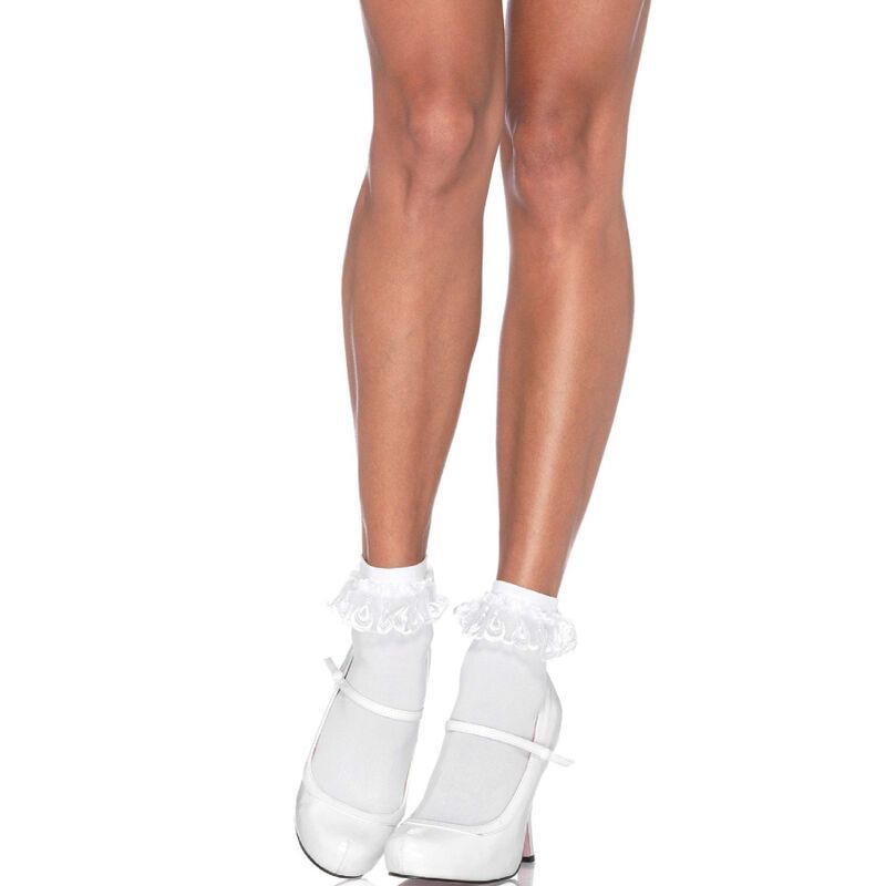 LEG AVENUE - CALZINI IN PIZZO BIANCO CON VOLANT LEG AVENUE - CALZINI IN PIZZO BIANCO CON VOLANT