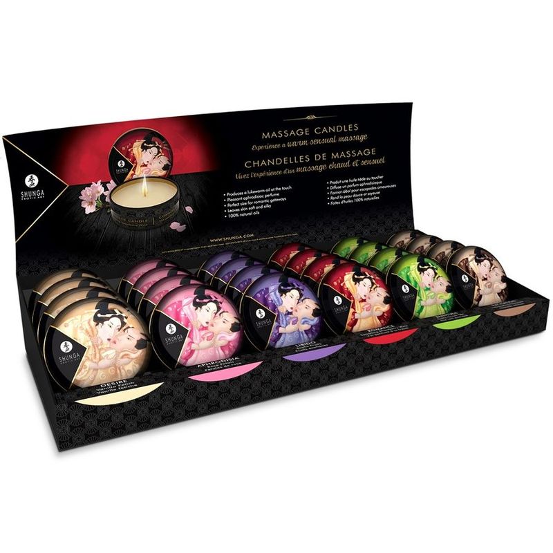 SHUNGA - MINI CARESS BY CANDLELIGHT ESPOSITORE CANDELE DA MASSAGGIO 24 UNIT· SHUNGA - MINI CARESS BY CANDLELIGHT DISPLAY MASSAGE CANDLES 24 UNITS