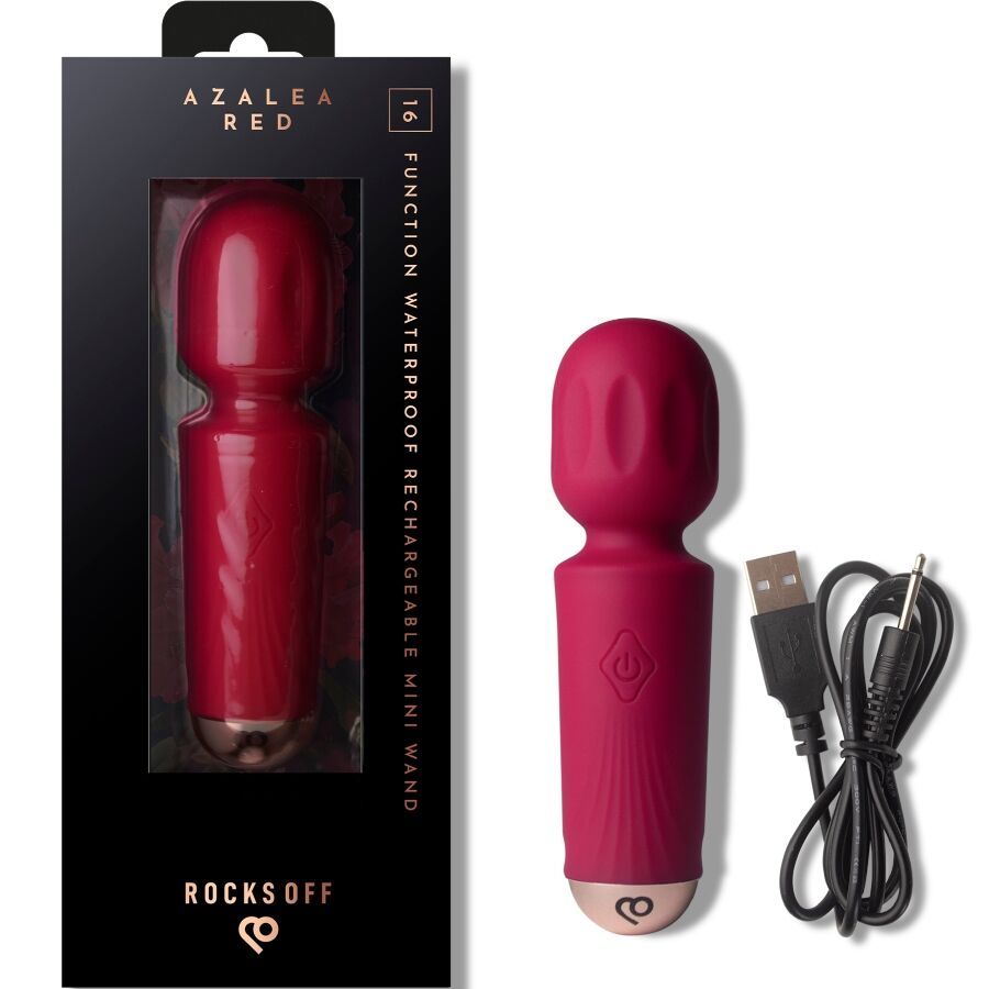 ROCKS-OFF - MINI BACCHETTA RICARICABILE 16 FUNZIONI AZALEA ROSSO
